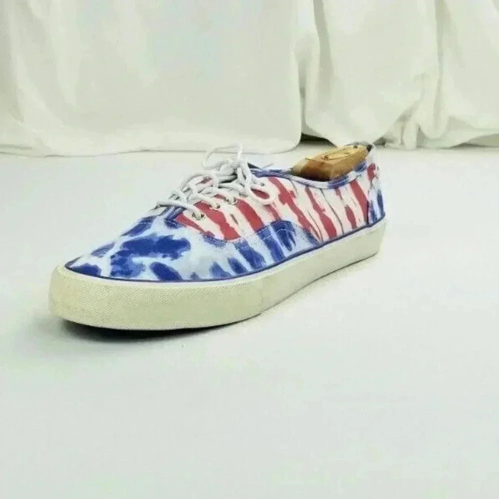 American Eagle Outfitters Mens 11 Red White Blue Tie Dye Canvas Lace Up Sneakers